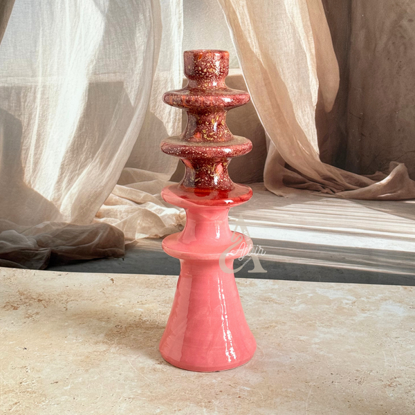 Porte bougie moderne rose moucheté