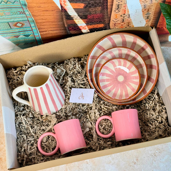 Coffret cadeau artisanal XL Tafoukt rose & crème