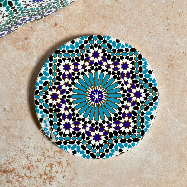Pack 6 sous tasses Zellige rond turquoise