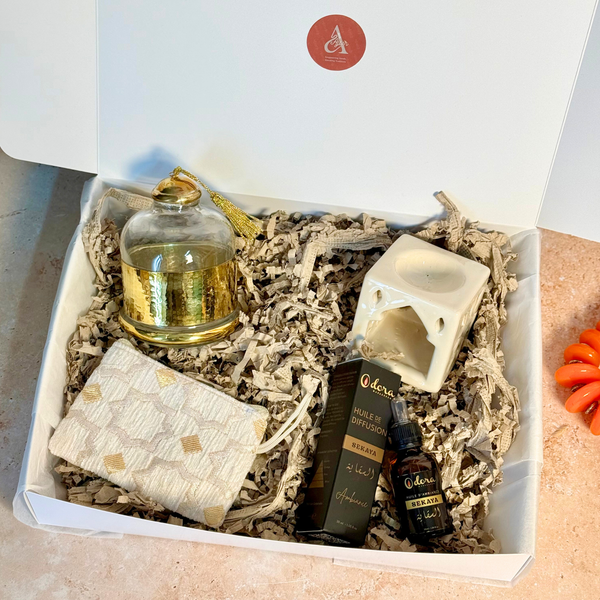 Coffret cadeau artisanal Agdal crème et doré