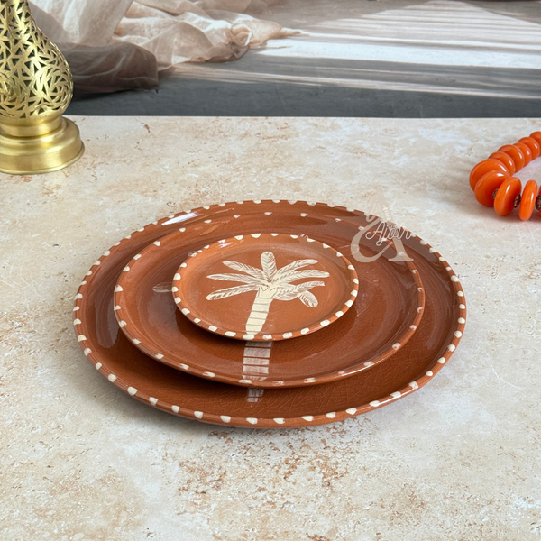 Set 3 assiettes artisanales Terracota Palmier