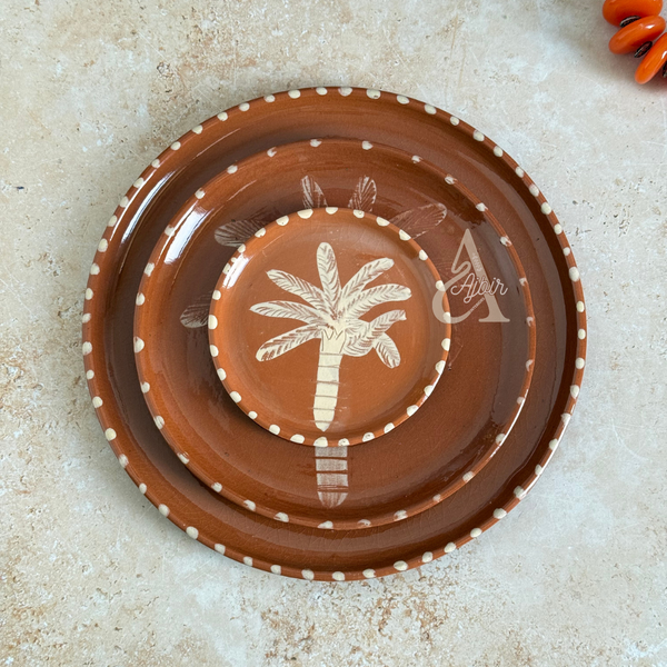 Set 3 assiettes artisanales Terracota Palmier