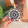 Pack 6 sous tasses Zellige noir et blanc fleur