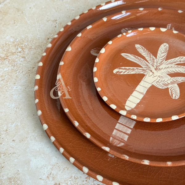 Set 3 assiettes artisanales Terracota Palmier