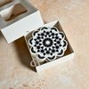 Pack 6 sous tasses Zellige noir et blanc fleur