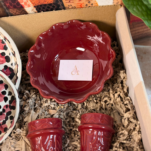 Coffret cadeau artisanal XL Abrid crème & bordeaux