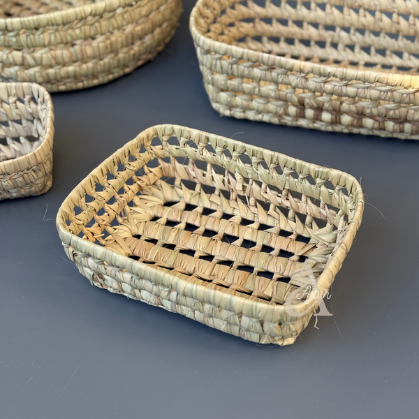 Panier rectangulaire en raphia 22x17cm