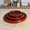 Set de 3 assiettes Amur en céramique artisanale Bordeaux moucheté