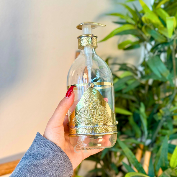 Distributeur de savon en verre et laiton doré grand Adrar 500ml