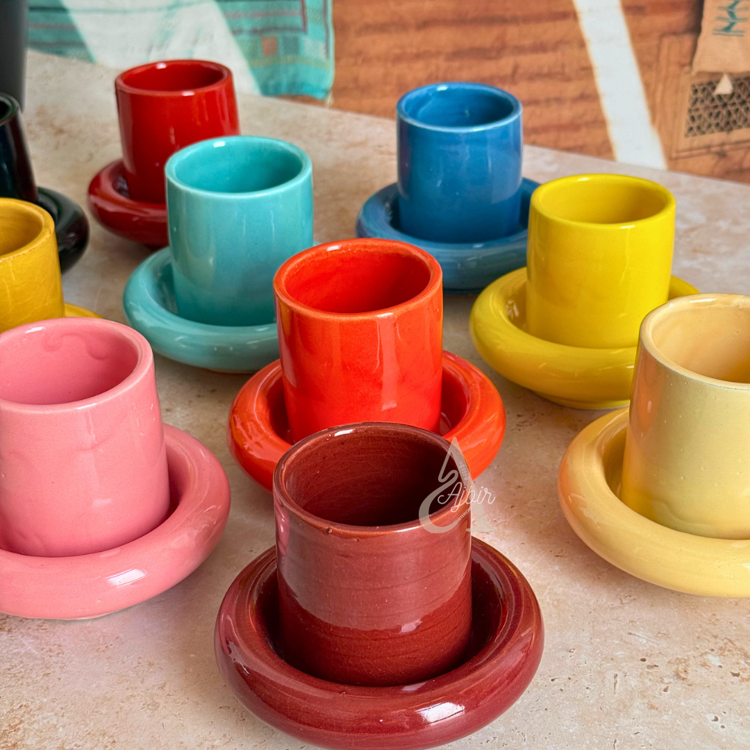 Tasse à café Asil en céramique artisanale avec sous-tasse