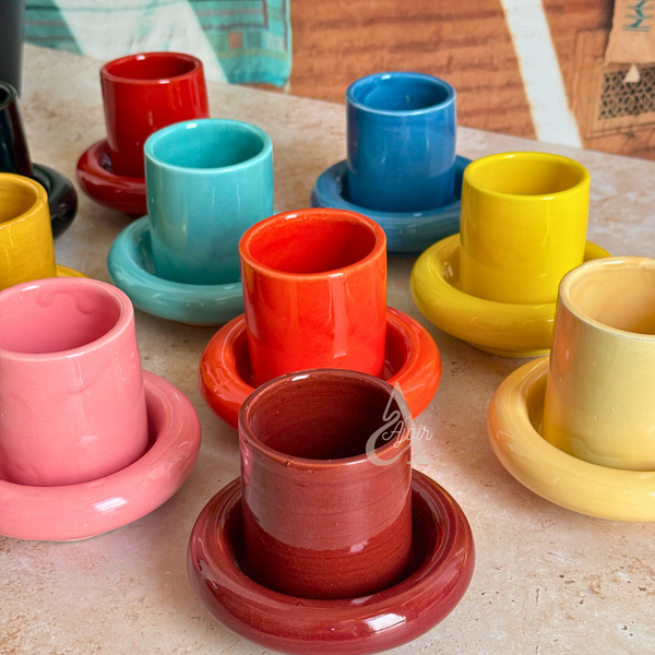 Tasse à café Asil en céramique artisanale avec sous-tasse