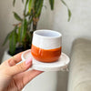 Tasse avec sous tasse blanc et terracota