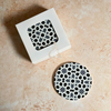 Pack 6 sous tasses Zellige noir et blanc rond