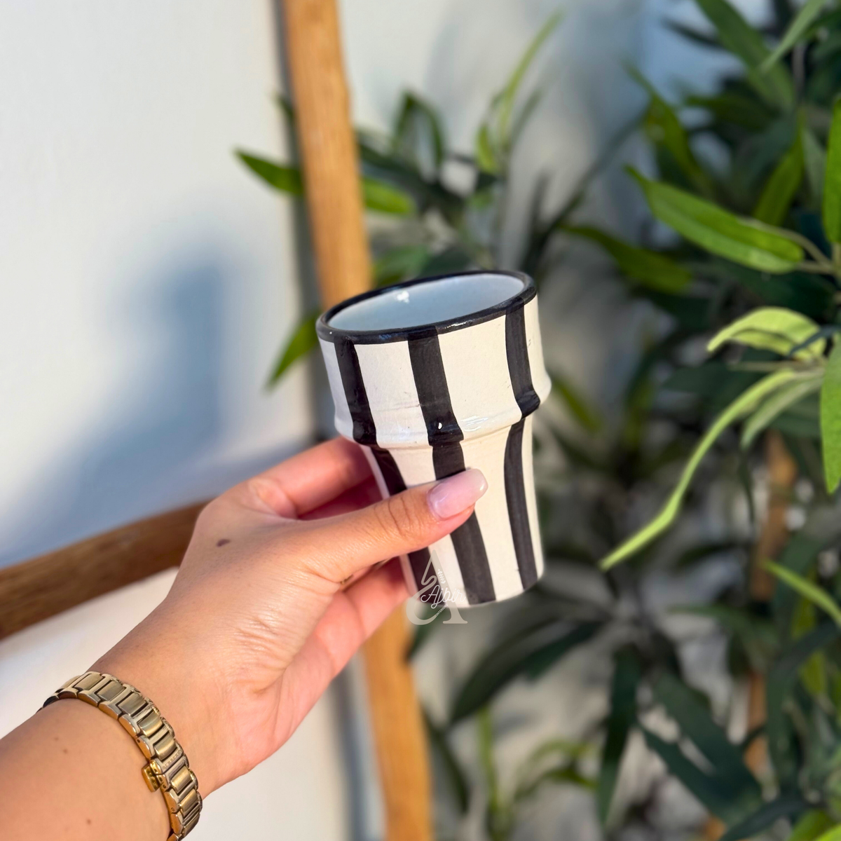 Verre beldi rayé blanc et noir