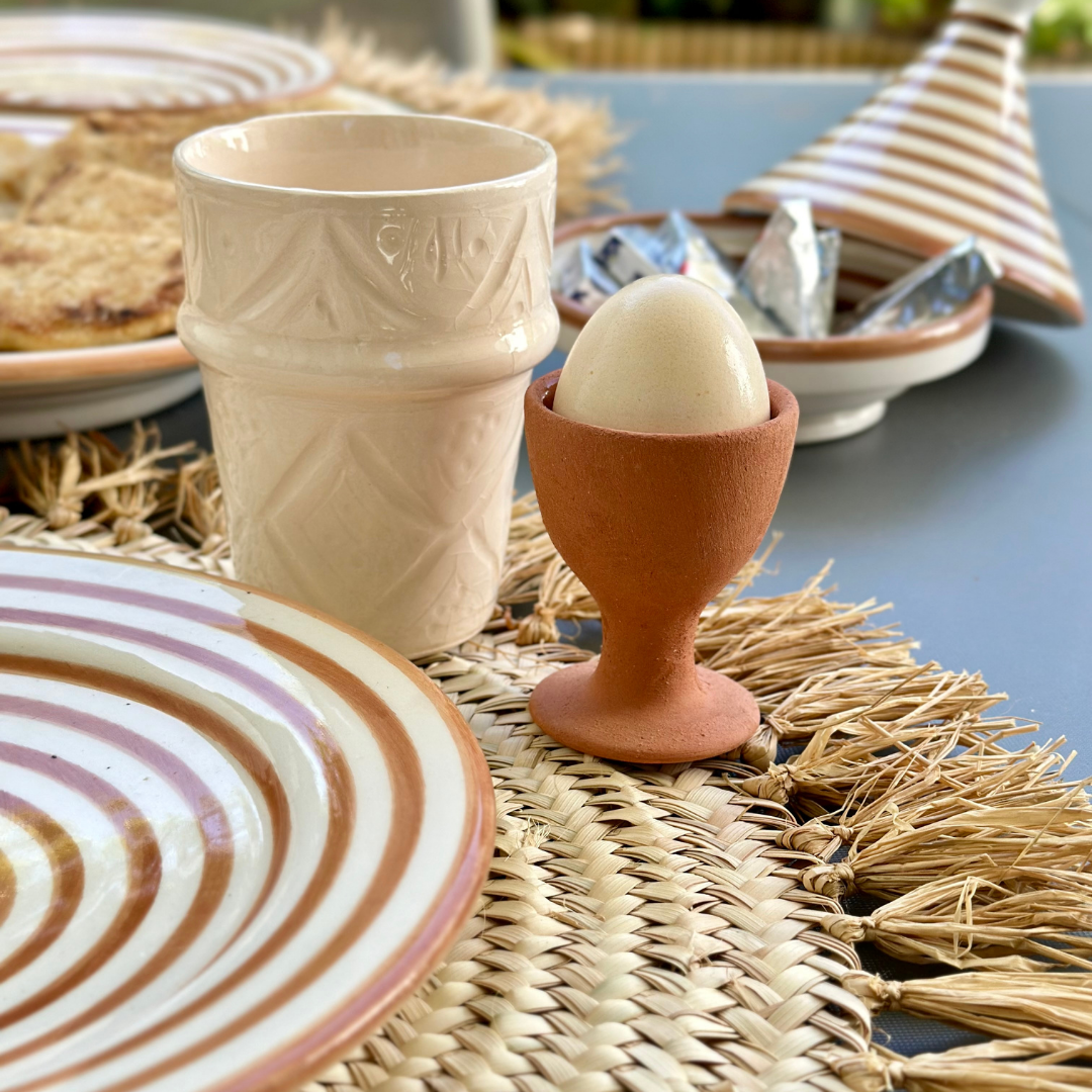 Assiette rayée sable - Ajbir