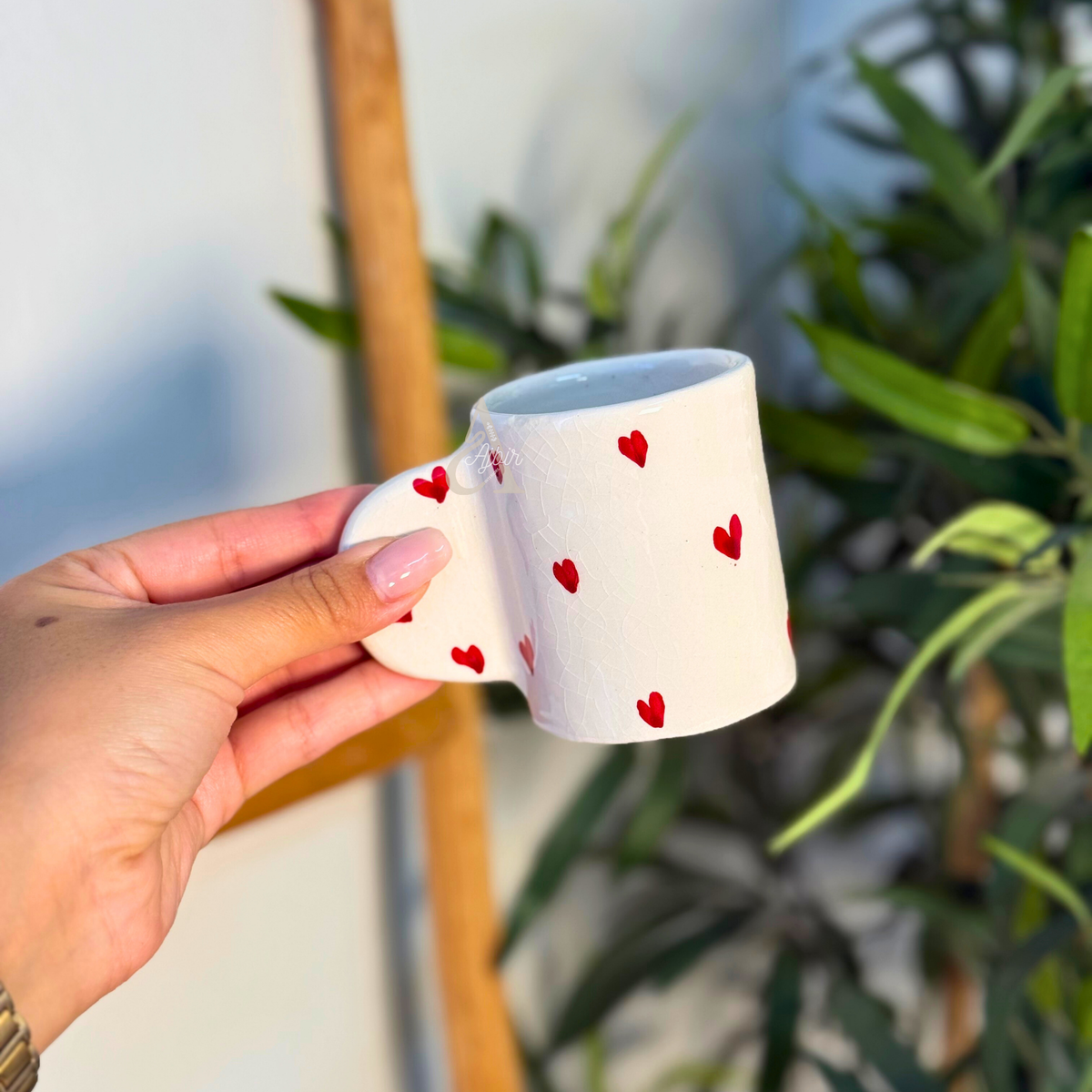 Tasse à café artisanal Tayri coeurs
