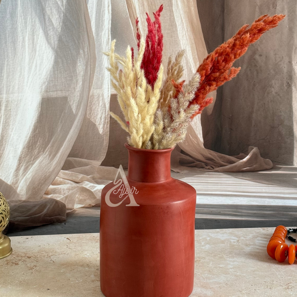 Vase artisanal mat bordeau