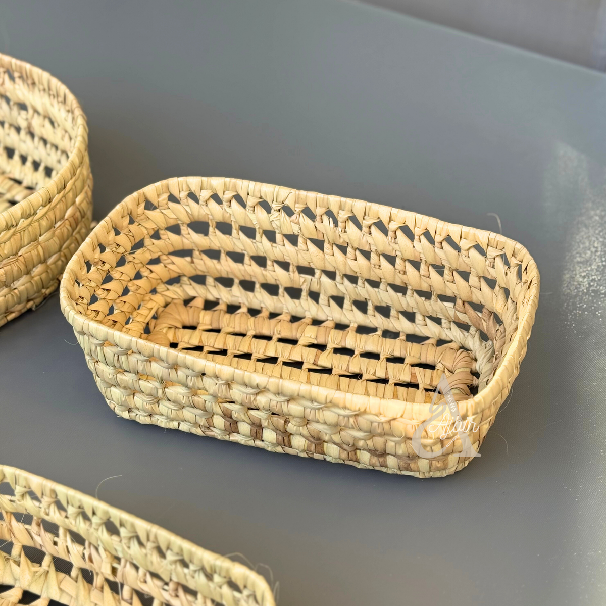 Panier rectangulaire en raphia 18x29cm