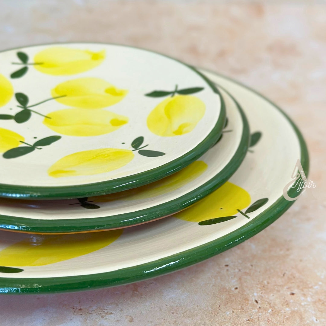 Set de 3 Assiettes Artisanales aux Motifs Citron