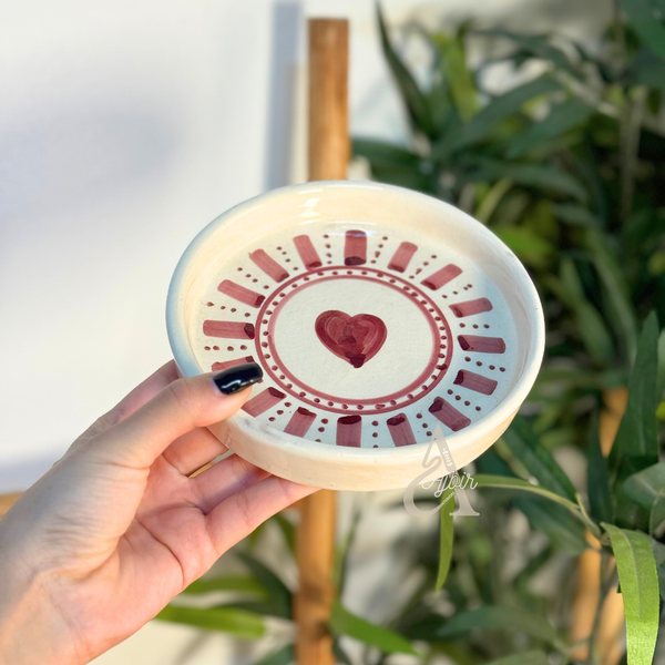 Set de 3 Assiettes Azrar en Céramique Artisanale motif coeur
