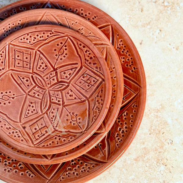 Set 3 assiettes en céramique artisanale Tizwelt Terracota