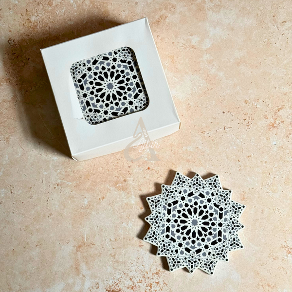 Pack 6 sous tasses Zellige noir et blanc Titrit