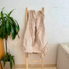 Plaid artisanal uni à pompon Beige 90cm/200cm