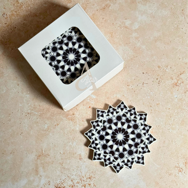 Pack 6 sous tasses Zellige noir et blanc Titrit