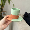 Tasse à café avec sous tasse bicolore