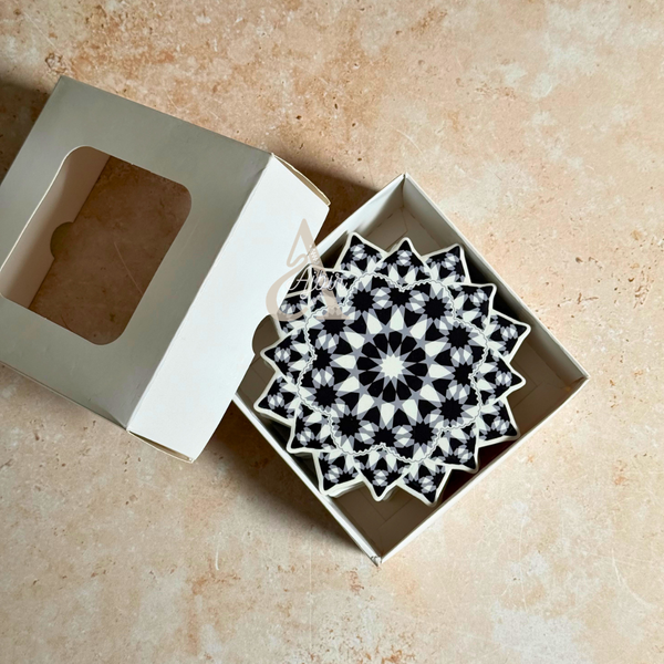 Pack 6 sous tasses Zellige noir et blanc Titrit