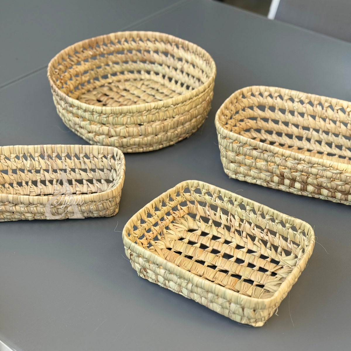 Panier rectangulaire en raphia 18x29cm