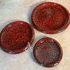 Set de 3 assiettes Amur en céramique artisanale Bordeaux moucheté