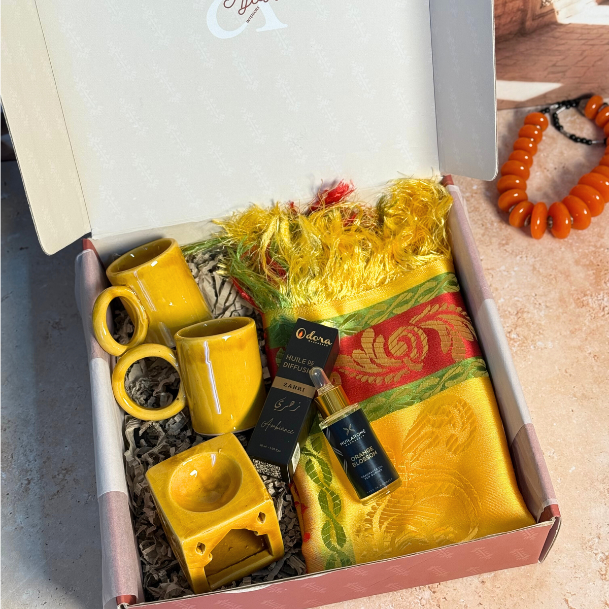 Coffret Cadeau Artisanal Tifawin Jaune | Édition Journée de la Femme
