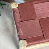Tabouret artisanal TIGMI Bois naturel & tressage terracotta rosé