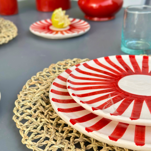 Set de 3 assiettes Tafoukt Rouge rayé