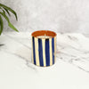 Bougie artisanale rayée en terre cuite parfum Jasmin