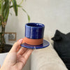 Tasse à café avec sous tasse bicolore