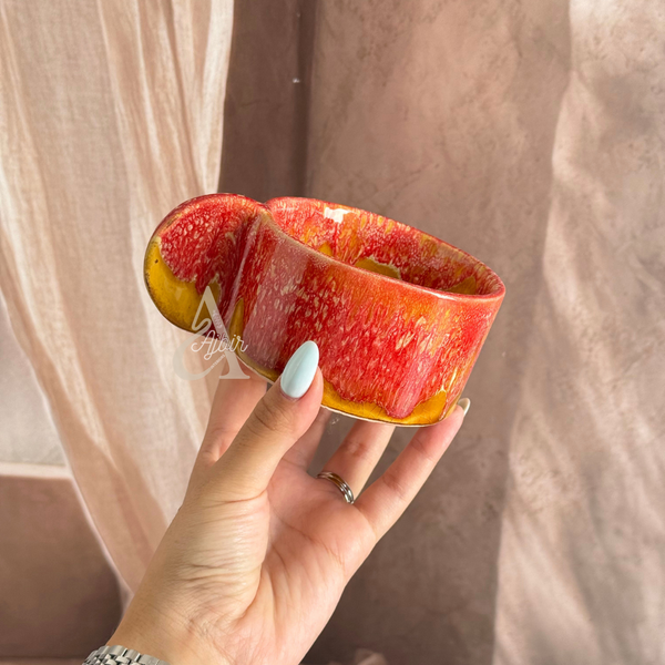 Mug artisanal à anse plate bicolore Tiwizi