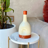 Vase bouteille bicolore crème terracota