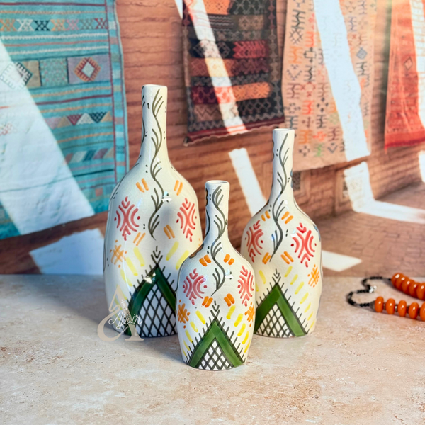 Vase bouteille Azday amazigh vert