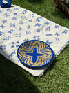 Tapis berbère Hanbal bleu amazigh 100% coton - 150cm/100cm