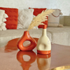 Vase bouteille bicolore crème terracota
