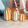 Vase Rayé Crème & Marron Clair en céramique artisanale