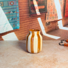 Vase Rayé Crème & Marron Clair en céramique artisanale