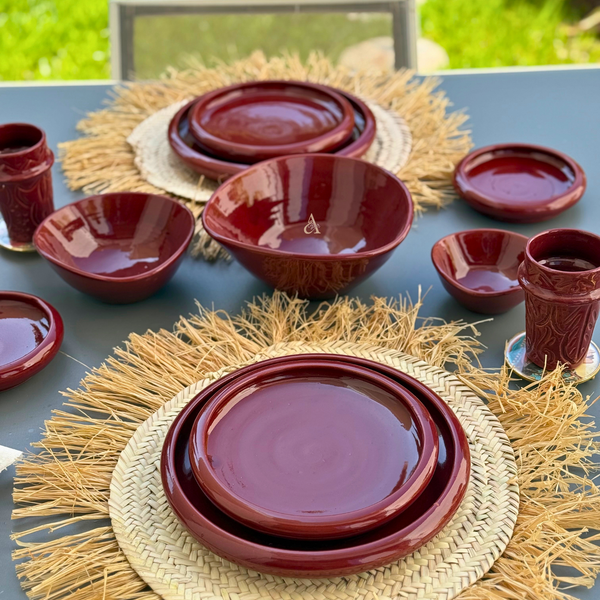 Set de 3 assiettes Amur en céramique artisanale Bordeaux
