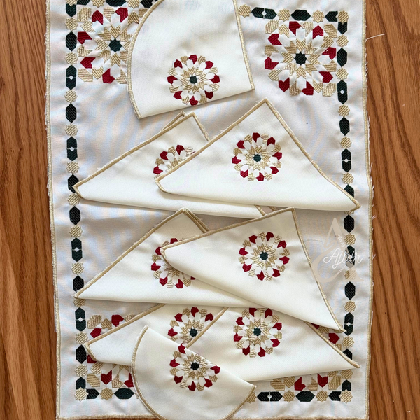 Set de table artisanal marocain brodé Tasilit – Service à thé (9pcs)