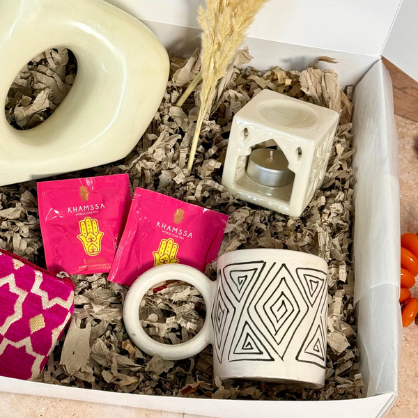 Coffret cadeau artisanal Louisa Crème et Fuschia