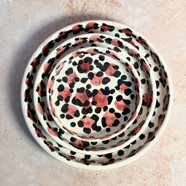 Set de 3 Assiettes Aslas à motifs leopard Bordeaux