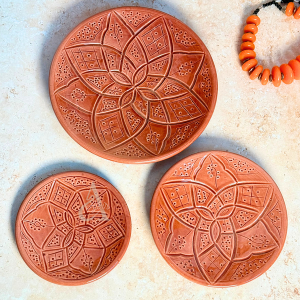 Set 3 assiettes en céramique artisanale Tizwelt Terracota