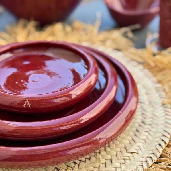 Set de 3 assiettes Amur en céramique artisanale Bordeaux